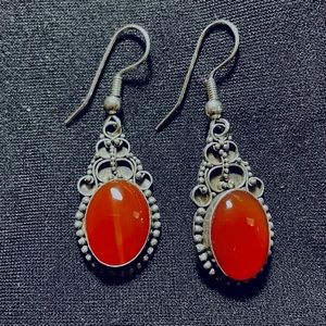 Sterling silver and onyx earrings